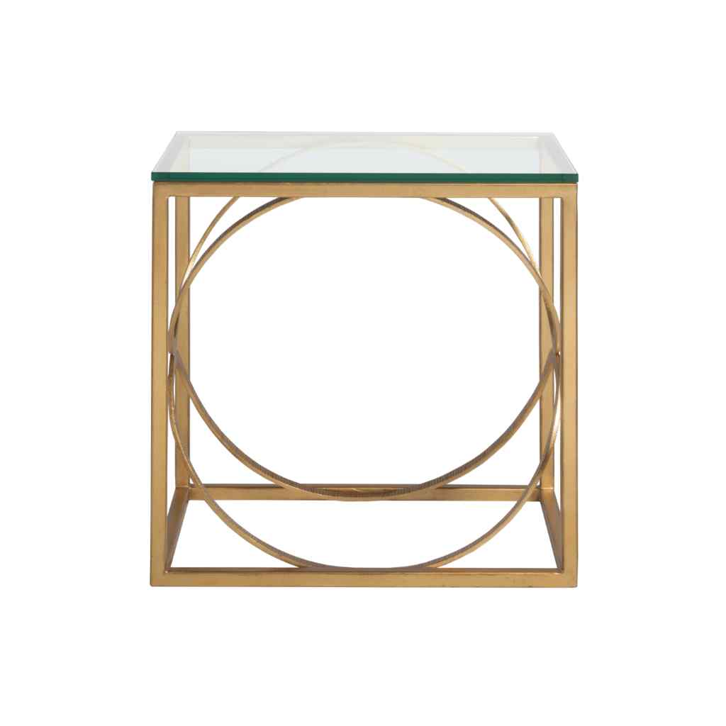 Ellipse Rectangular End Table - Metal Designs Gold
