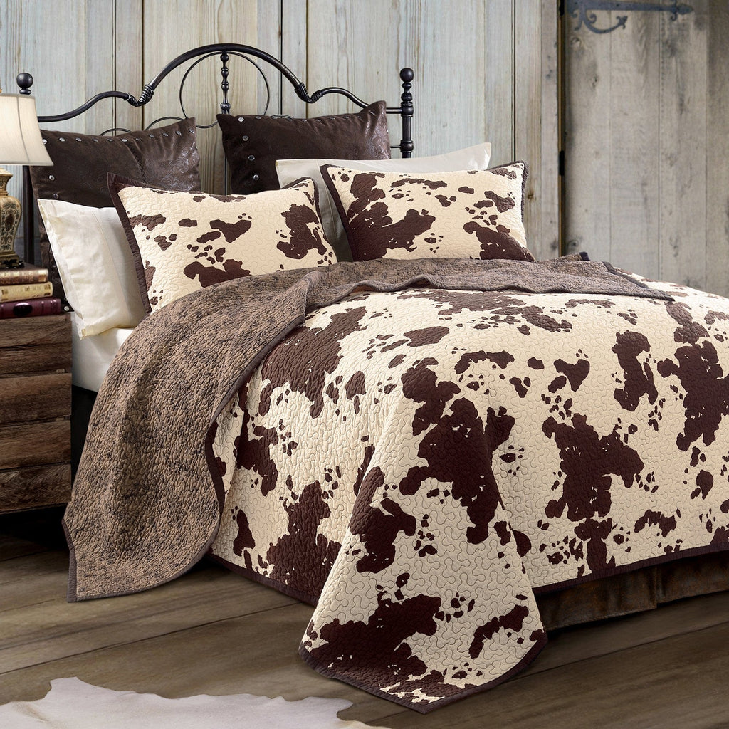 Elsa Cowhide Reversible Quilt Set with Two Pillow Shams from HiEnd Accents