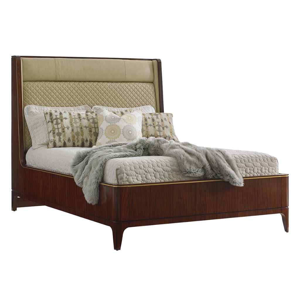 Empire Upholstered Platform Bed Queen / Brown