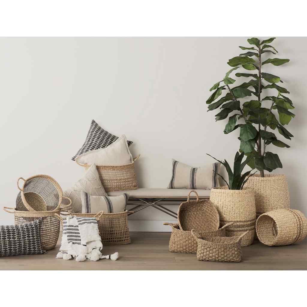 Emra 17.3L X 11.8W X 7.9H (Set Of 3) Light Brown Seagrass Rectangular Basket W- Handles Brown