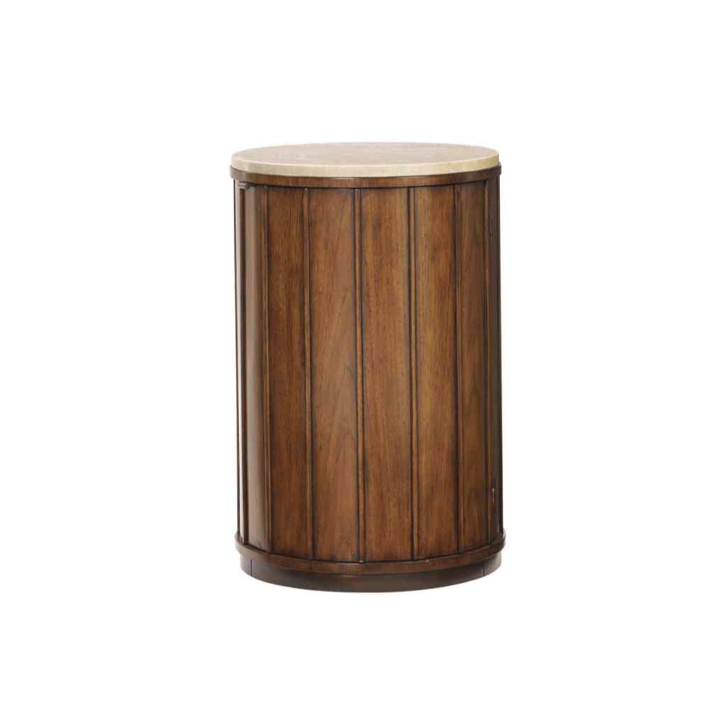 Fiji Drum Table With Stone Top Brown