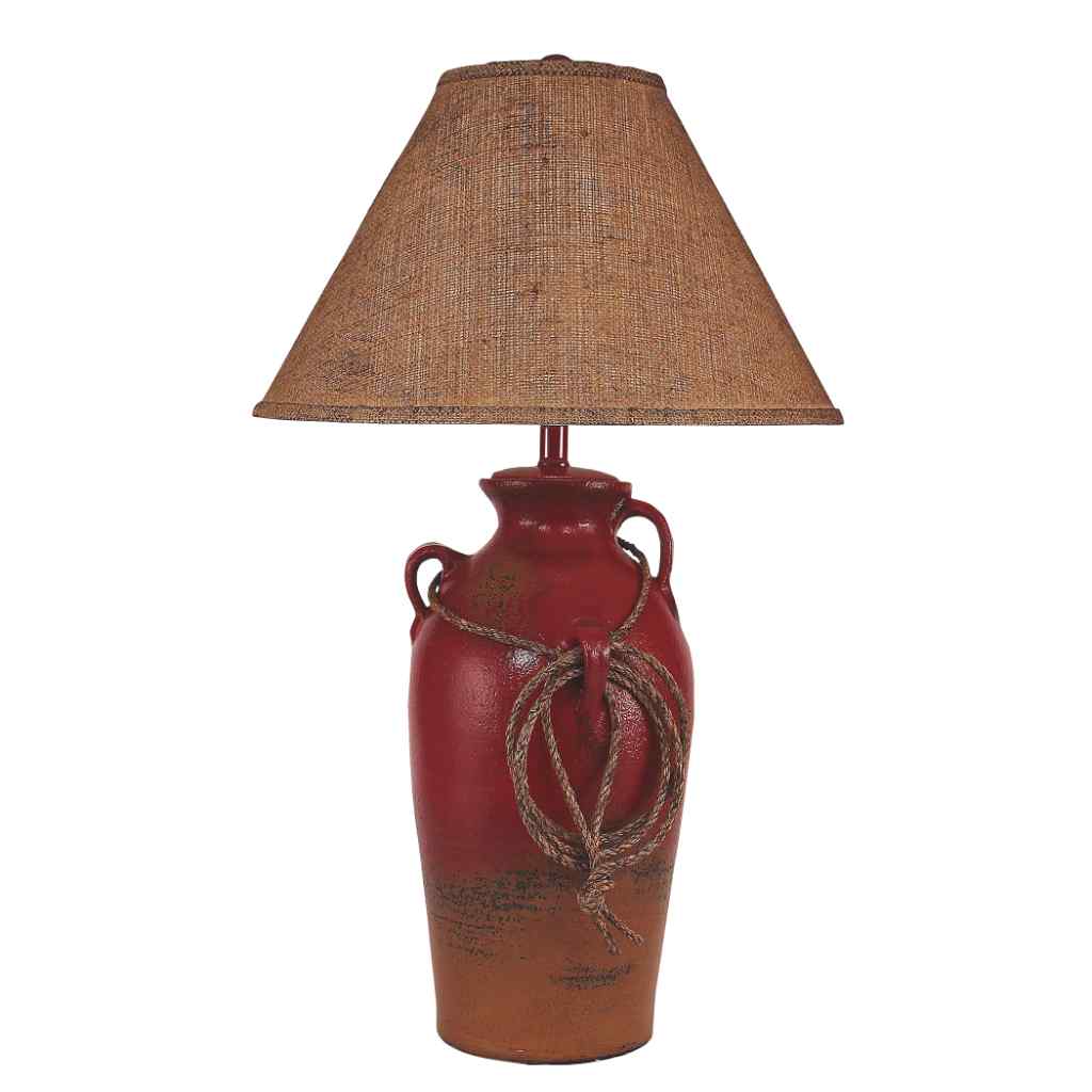 Firebrick 3 Handled Table Lamp with Lasso Firebrick