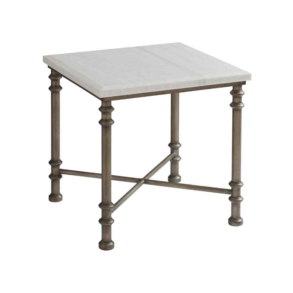 Flagler Square Marble Top End Table Brown