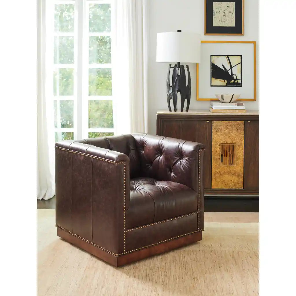 Fremont Leather Swivel Chair Brown