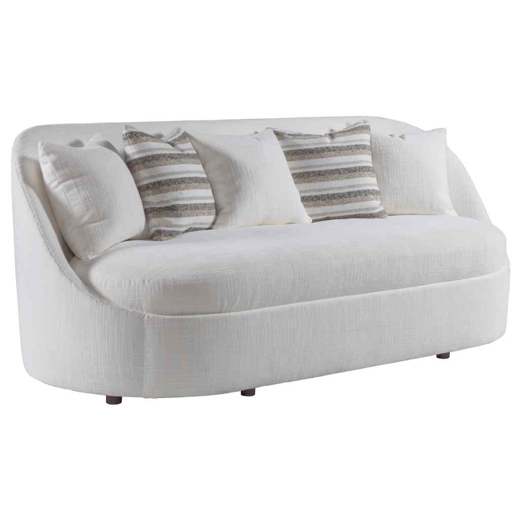 Genevieve Bench Seat Sofa - Artistica Upholstery White with Pattern Pillows