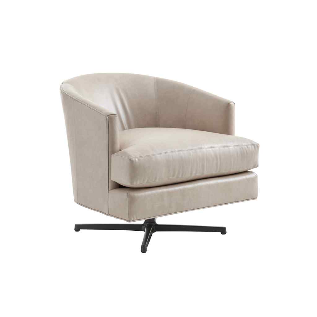Graves Leather Swivel Chair Charcoal Base Brown