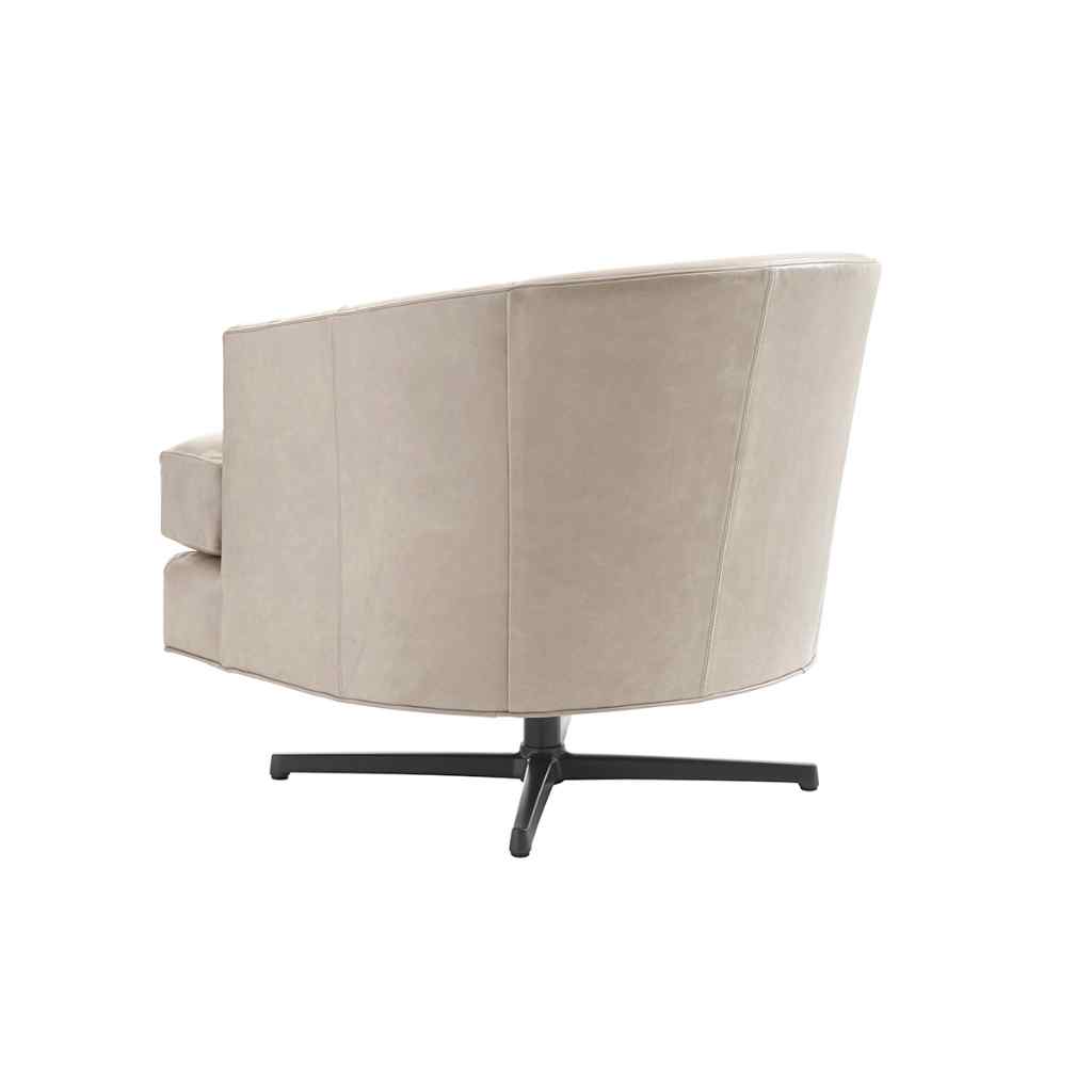 Graves Leather Swivel Chair Charcoal Base Brown
