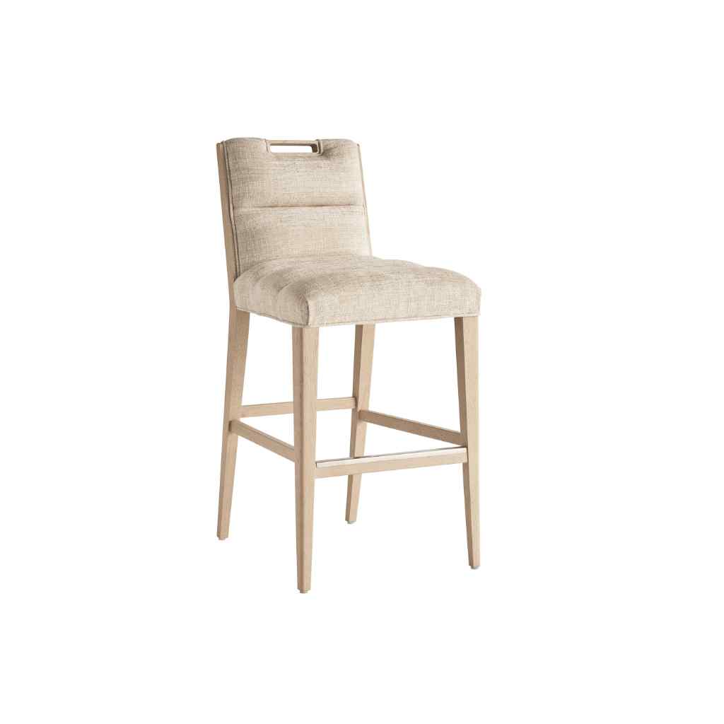 Greer Channeled Upholstered Bar Stool - Sunset Key Sand Drift