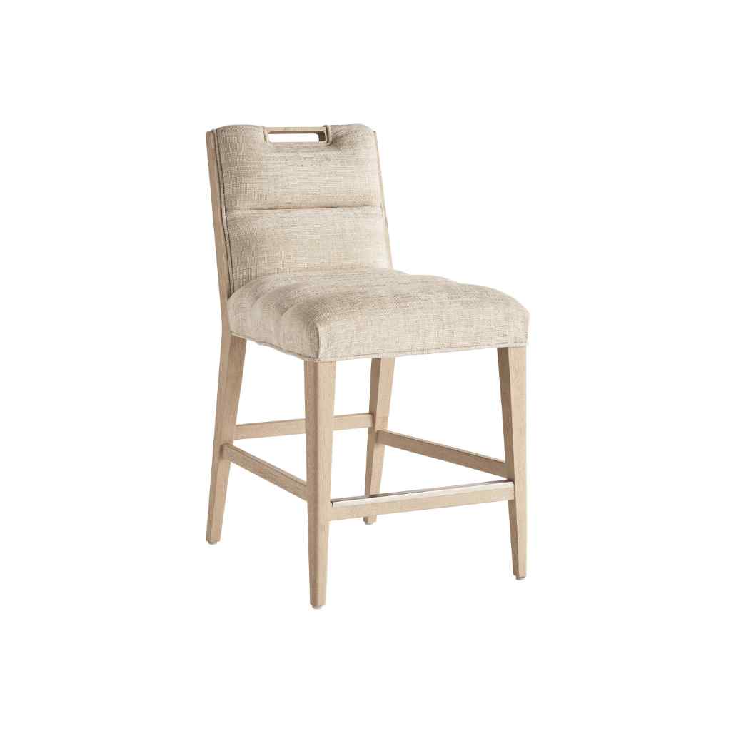 Greer Channeled Upholstered Counter Stool - Sunset Key Sand Drift