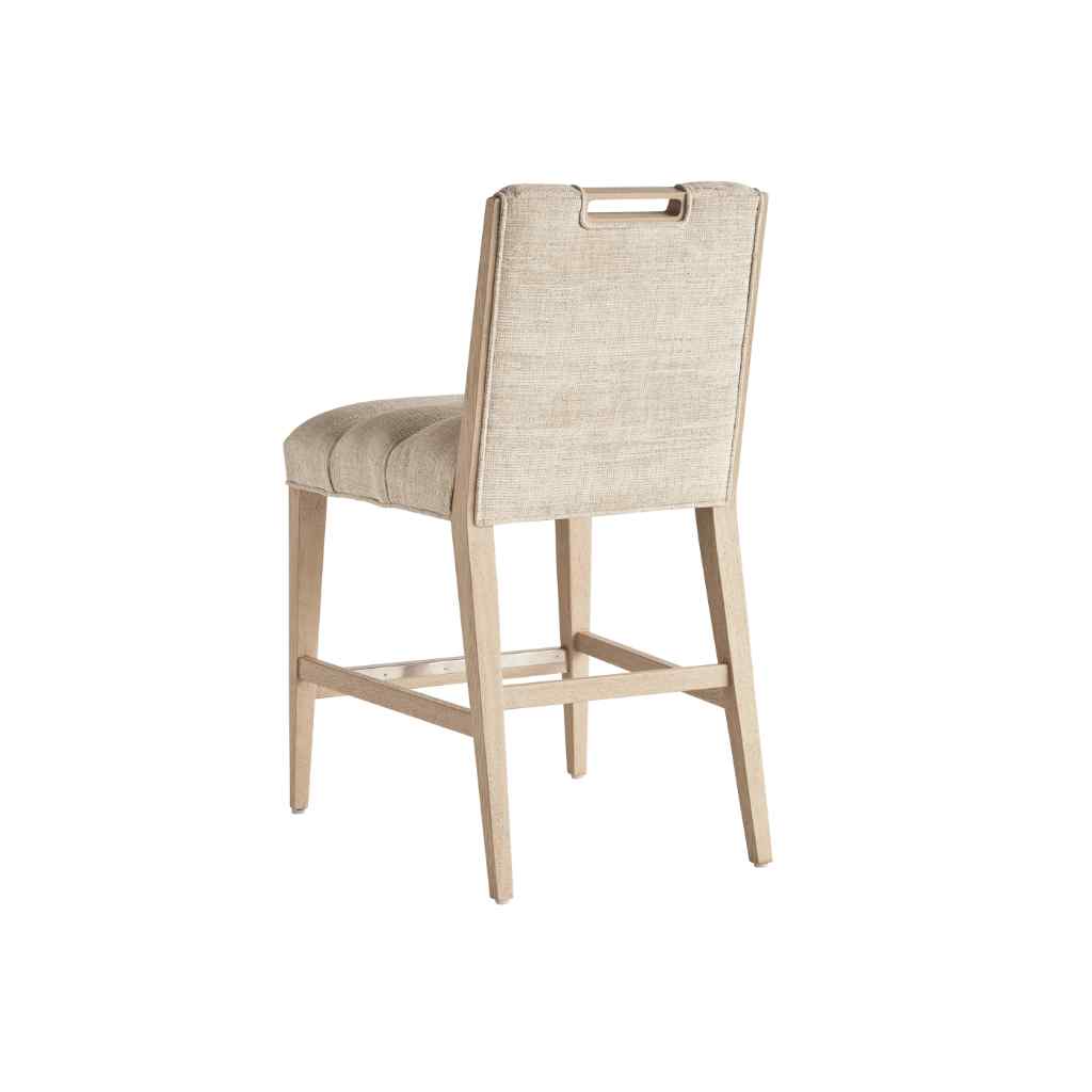 Greer Channeled Upholstered Counter Stool - Sunset Key Sand Drift