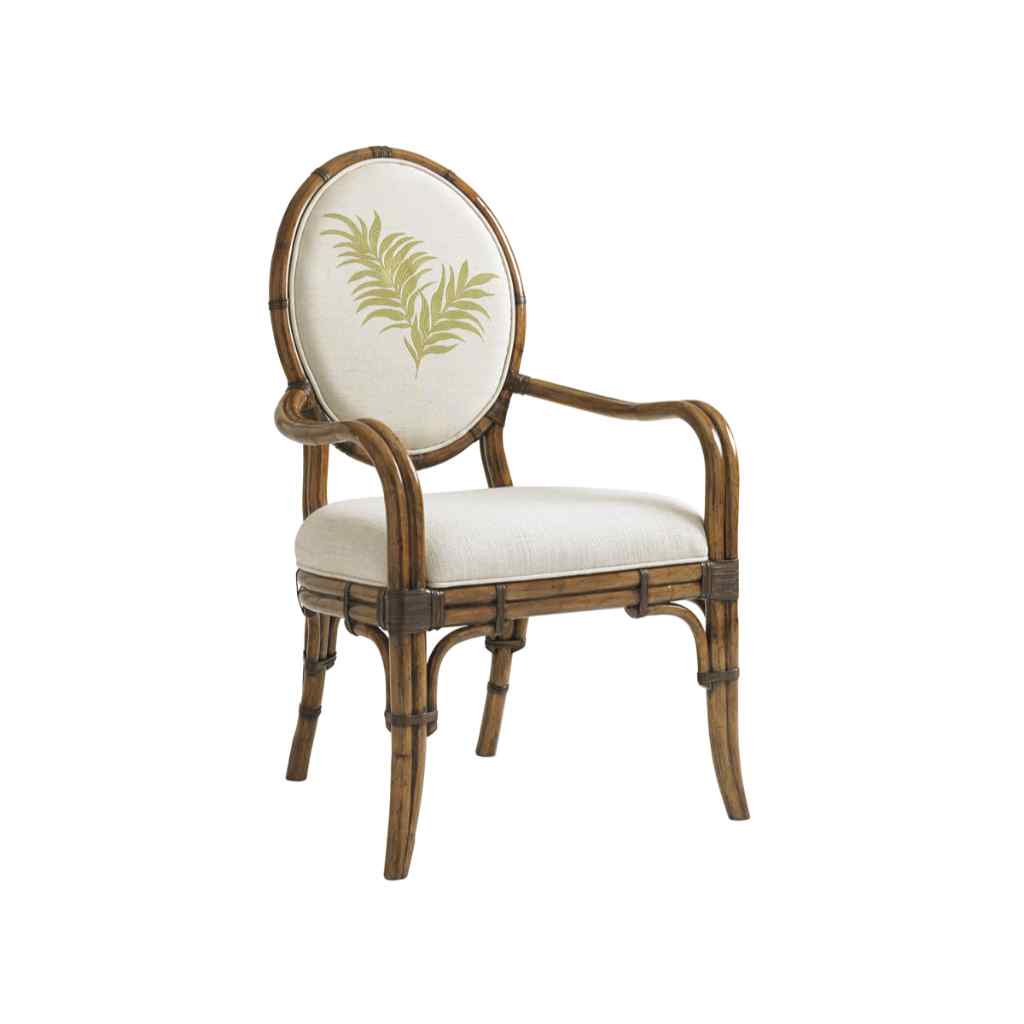 Gulfstream Oval Back Arm Chair - Bali Hai Caribbean Sunset with Pattern