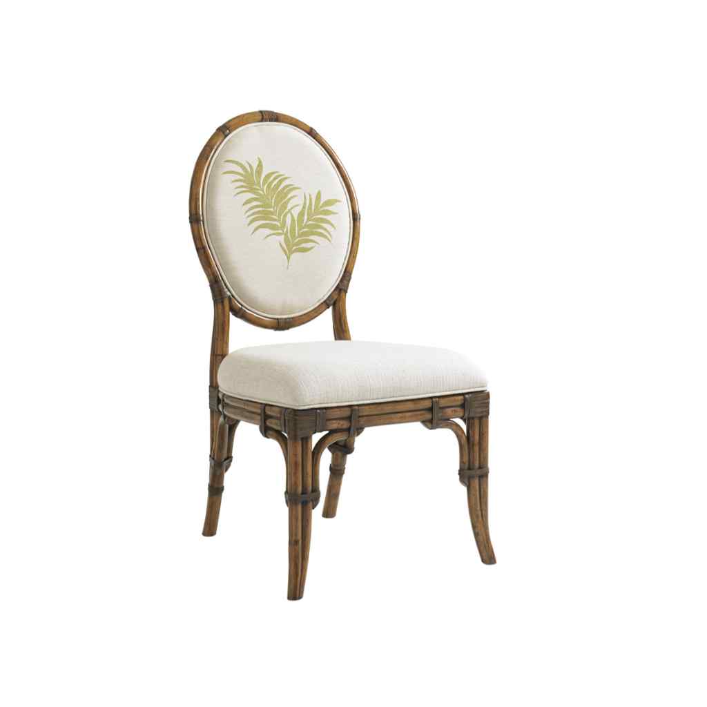 Gulfstream Oval Back Side Chair - Bali Hai Caribbean Sunset with Pattern