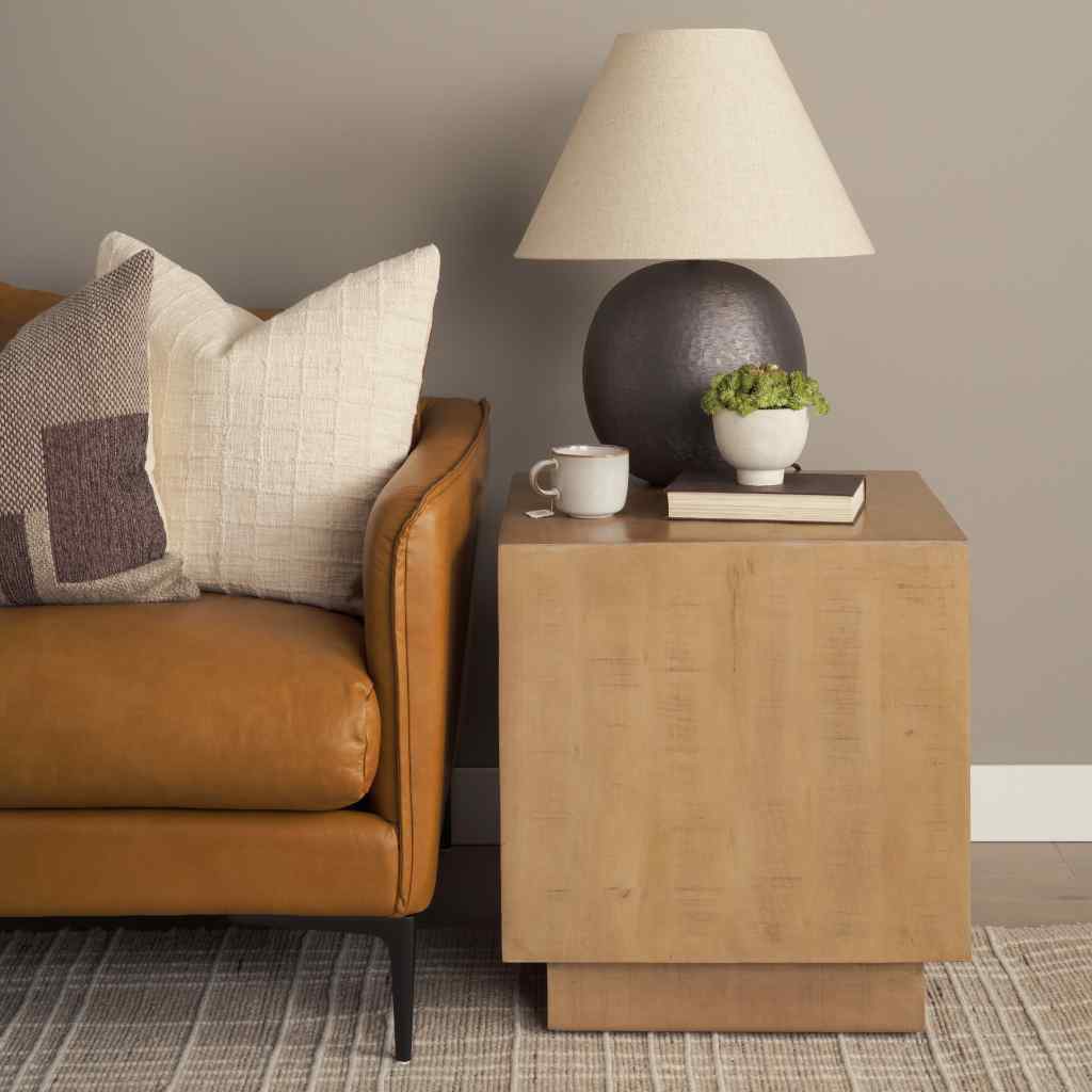 Hayden Light Brown Wood End-Side Table Brown