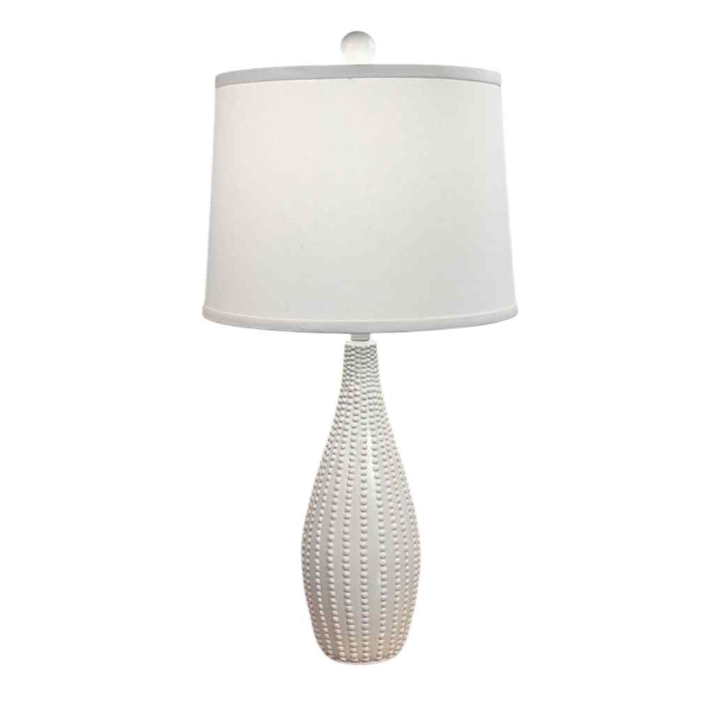 High Gloss Ivory Beaded Vase Table Lamp High Gloss Ivory