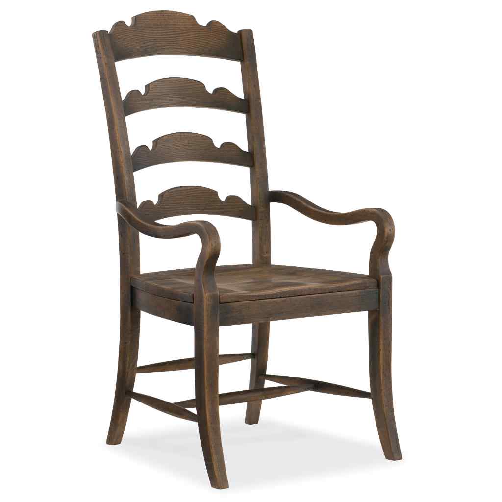 Hill Country Twin Sisters Ladderback Arm Chair - II Medium Brown