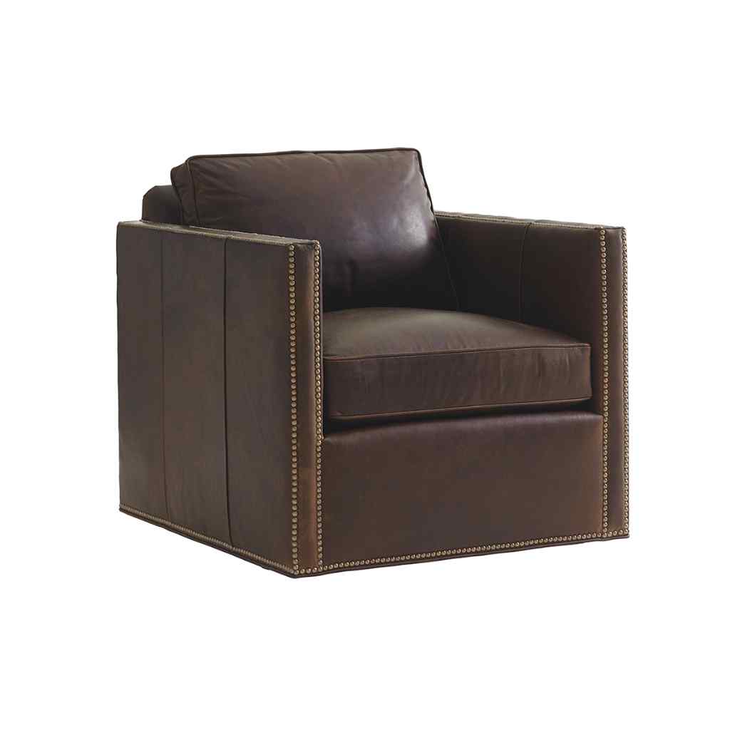 Hinsdale Leather Swivel Chair Brown