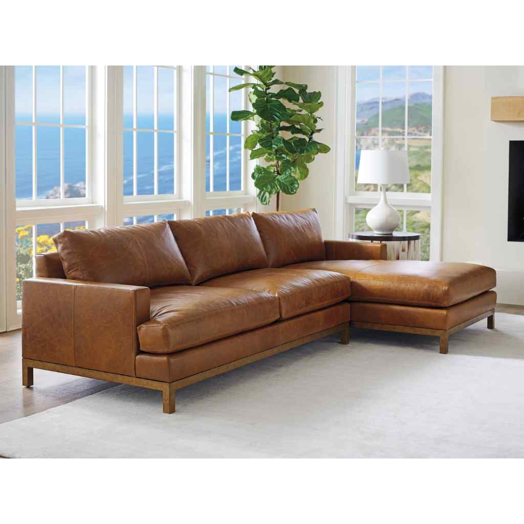 Horizon Leather Sectional - Barclay Butera Upholstery Left / Brass