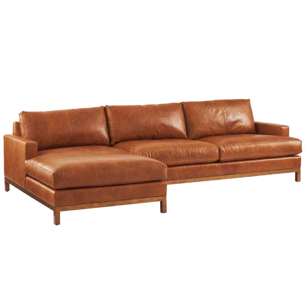 Horizon Leather Sectional - Barclay Butera Upholstery Right / Brass