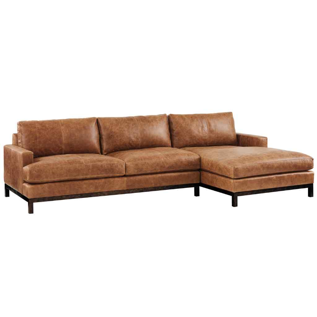 Horizon Leather Sectional - Barclay Butera Upholstery Left / Brown with Bronze