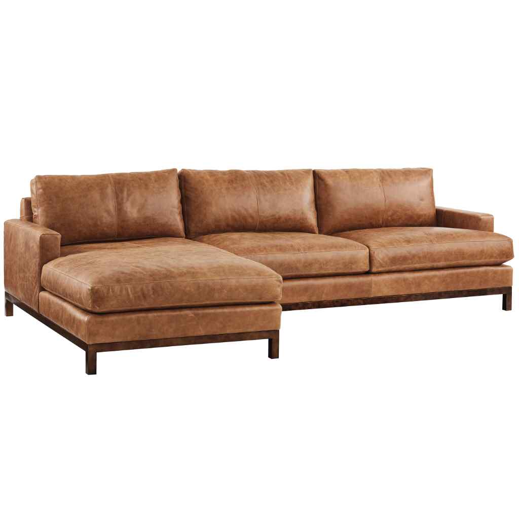 Horizon Leather Sectional - Barclay Butera Upholstery Right / Brown with Bronze