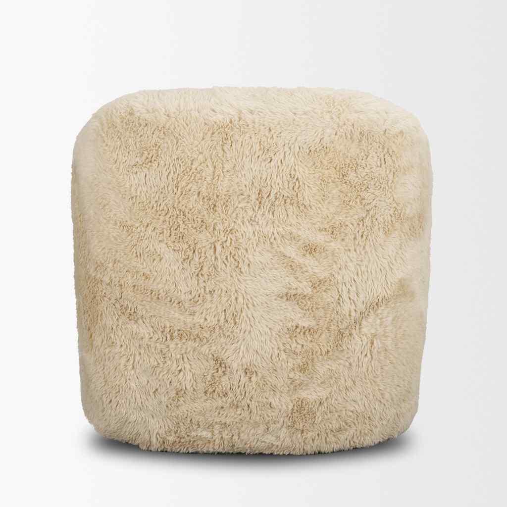 Huntley Cream Faux Fur Fabric Swivel Accent Chair Cream