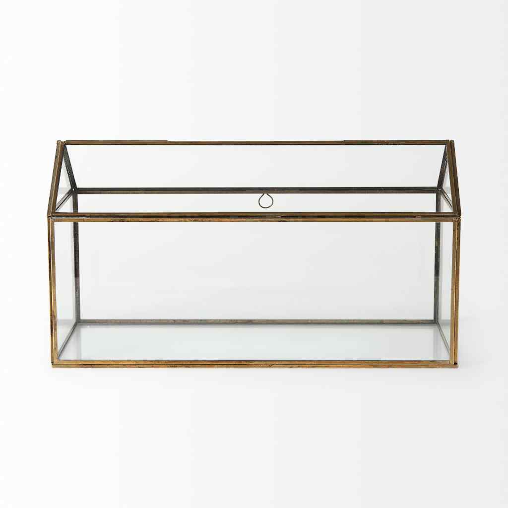 Hutt 16L X 6W X 9H Gold Glass Terrarium Box Gold