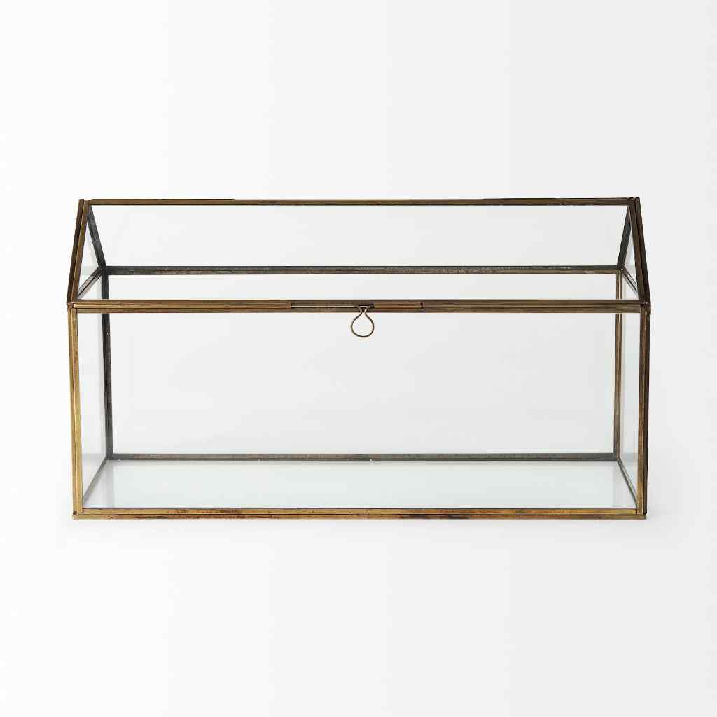 Hutt 16L X 6W X 9H Gold Glass Terrarium Box Gold