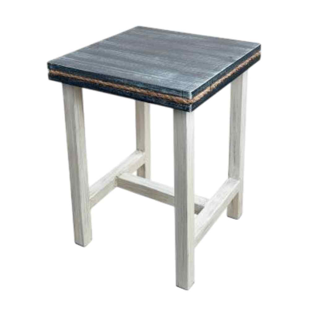 Iron End Table W Rope Inlay Cottage/Weathered Navy