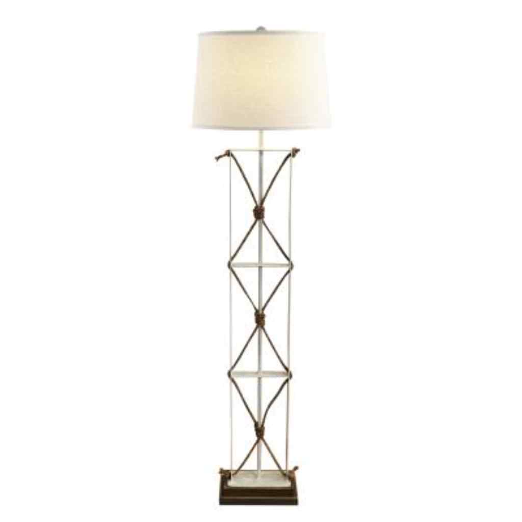 Iron-Rope Floor Lamp With Rough Sawn Base Cottage/Rough Stain