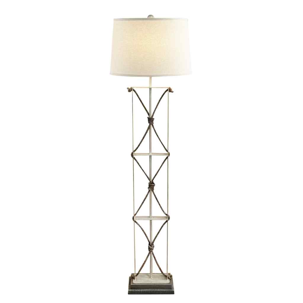 Iron-Weathered Rope Floor Lamp With Grey Rough Sawn Base Cottage/Weathered Rough Grey Stain