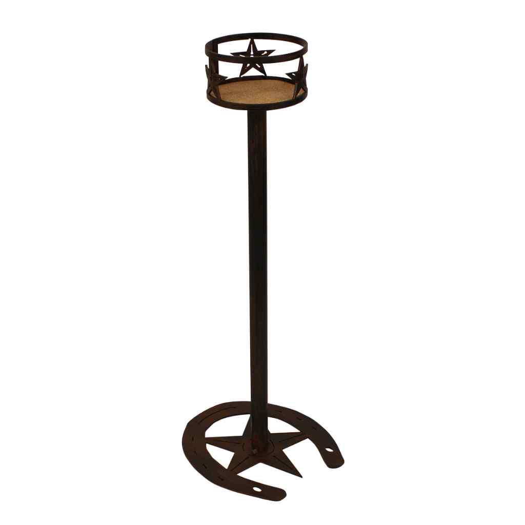 Iron Western Star Band Drink Holder With Horseshoe-Star Base Burnt Sienna