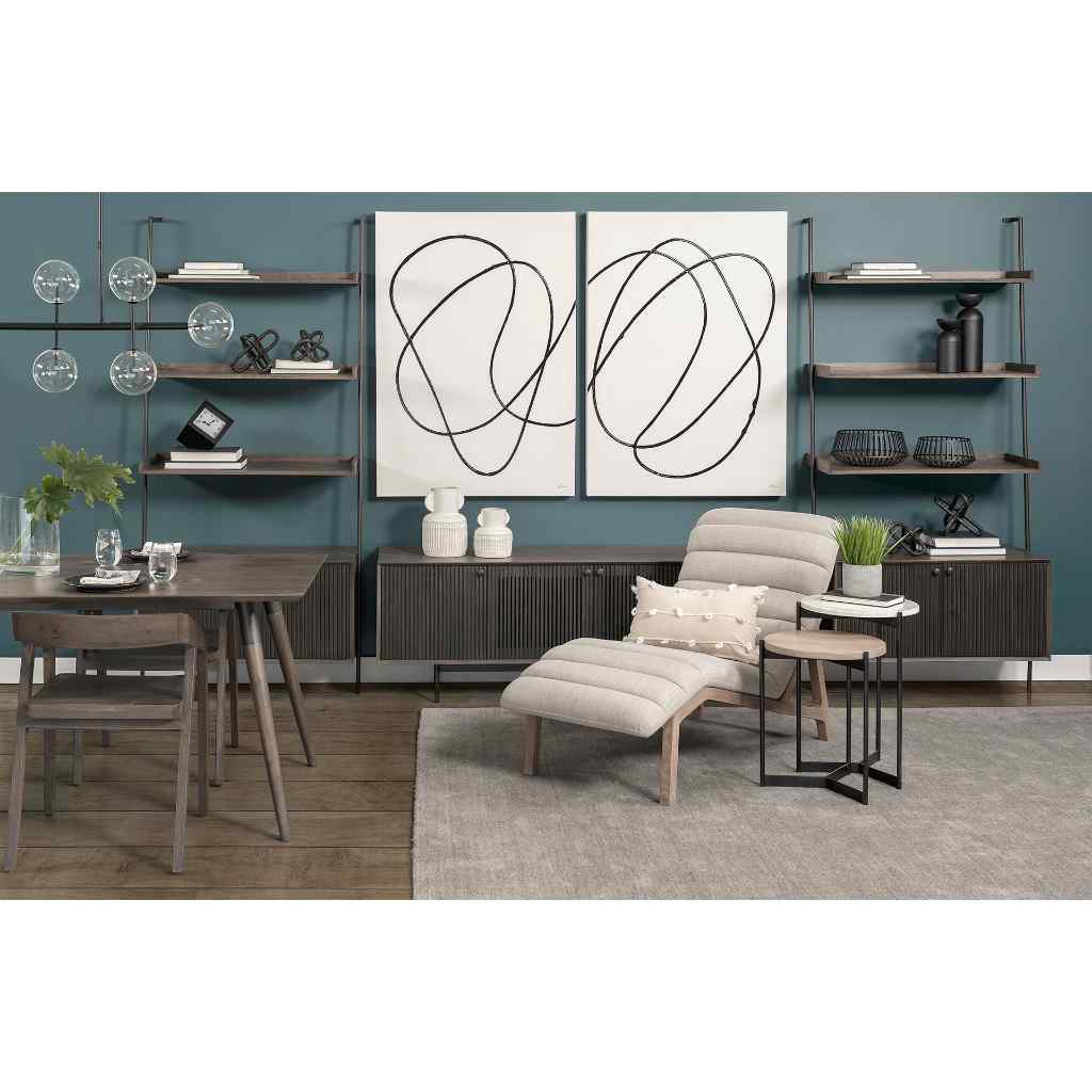 Larkin Ii Marble And Medium Brown Wood Round Tabletop Nesting End-Side Tables White