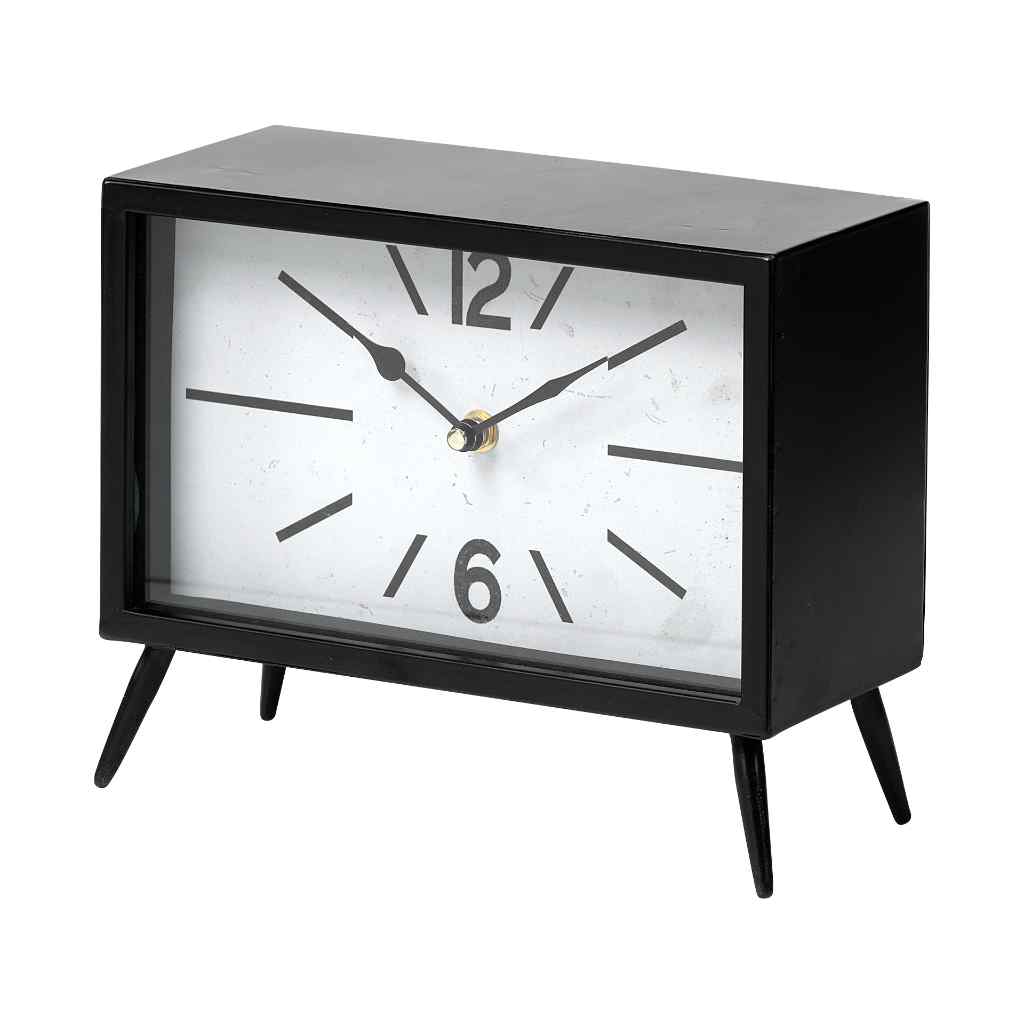 Lita Black Metal Rectangular Table Clock Black