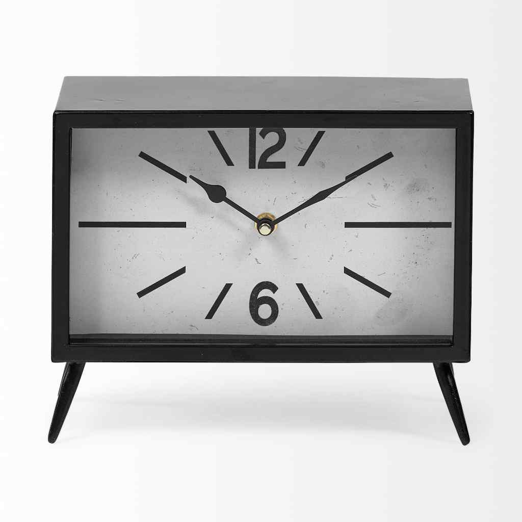 Lita Black Metal Rectangular Table Clock Black