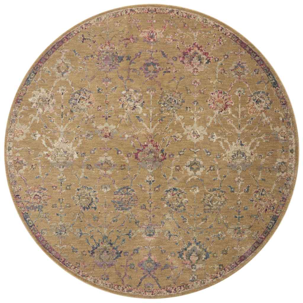 Loloi Giada Collection Gold / Multi Rug GIA-05 Gold / Multi / 3'-2" x 3'-2" Round