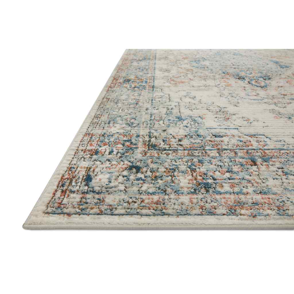 Loloi II Bianca Collection Ivory / Ocean Rug BIA-10 Ivory / Ocean / 18" x 18" Sample