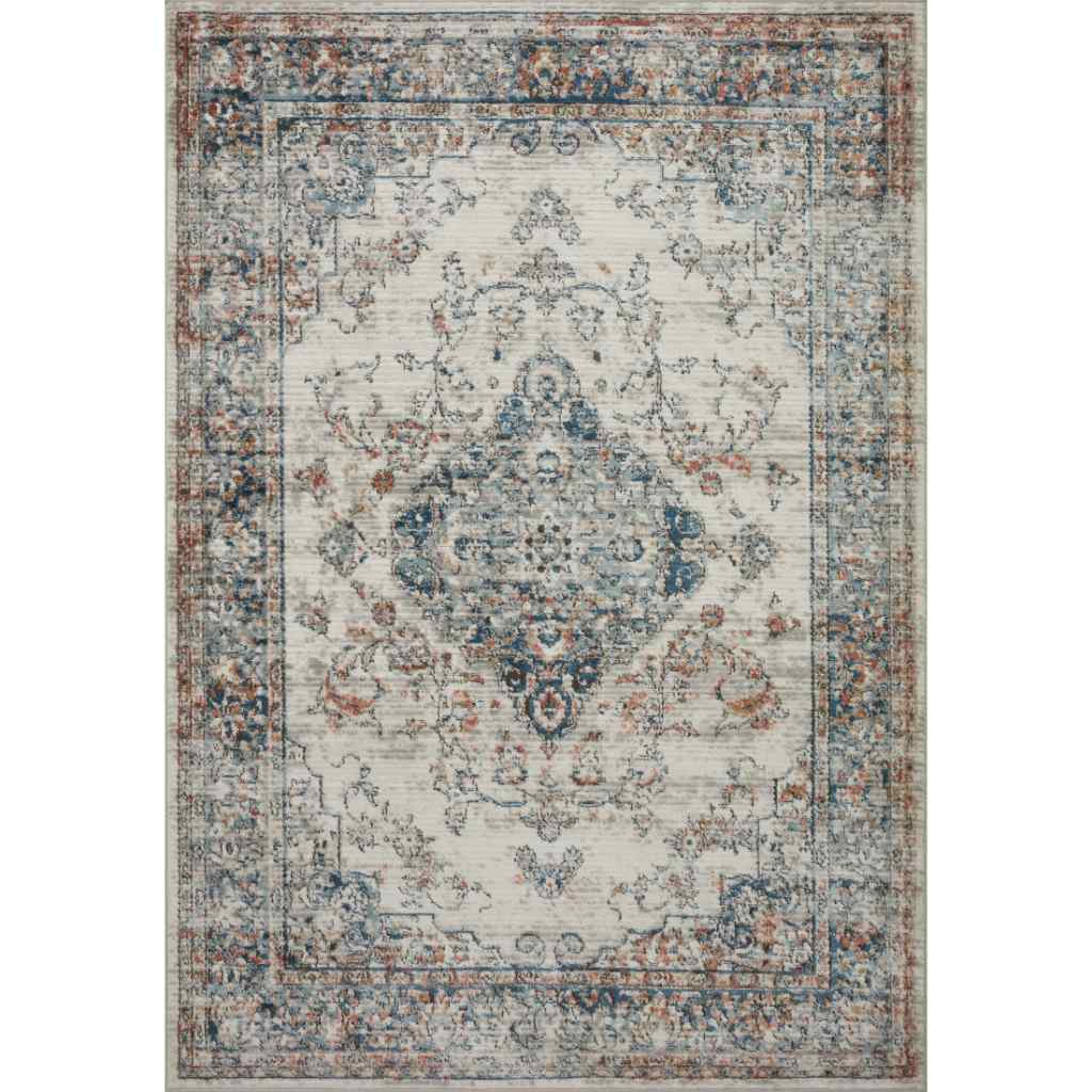 Loloi II Bianca Collection Ivory / Ocean Rug BIA-10 Ivory / Ocean / 2'-8" x 13'