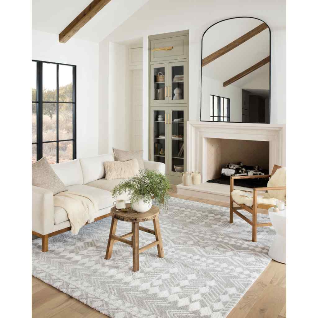 Loloi II Bliss Shag Collection Grey / White Rug BLS-05 Grey / White / 18" x 18" Sample