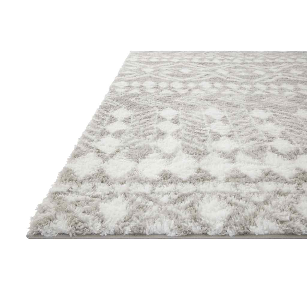 Loloi II Bliss Shag Collection Grey / White Rug BLS-05 Grey / White / 18" x 18" Sample