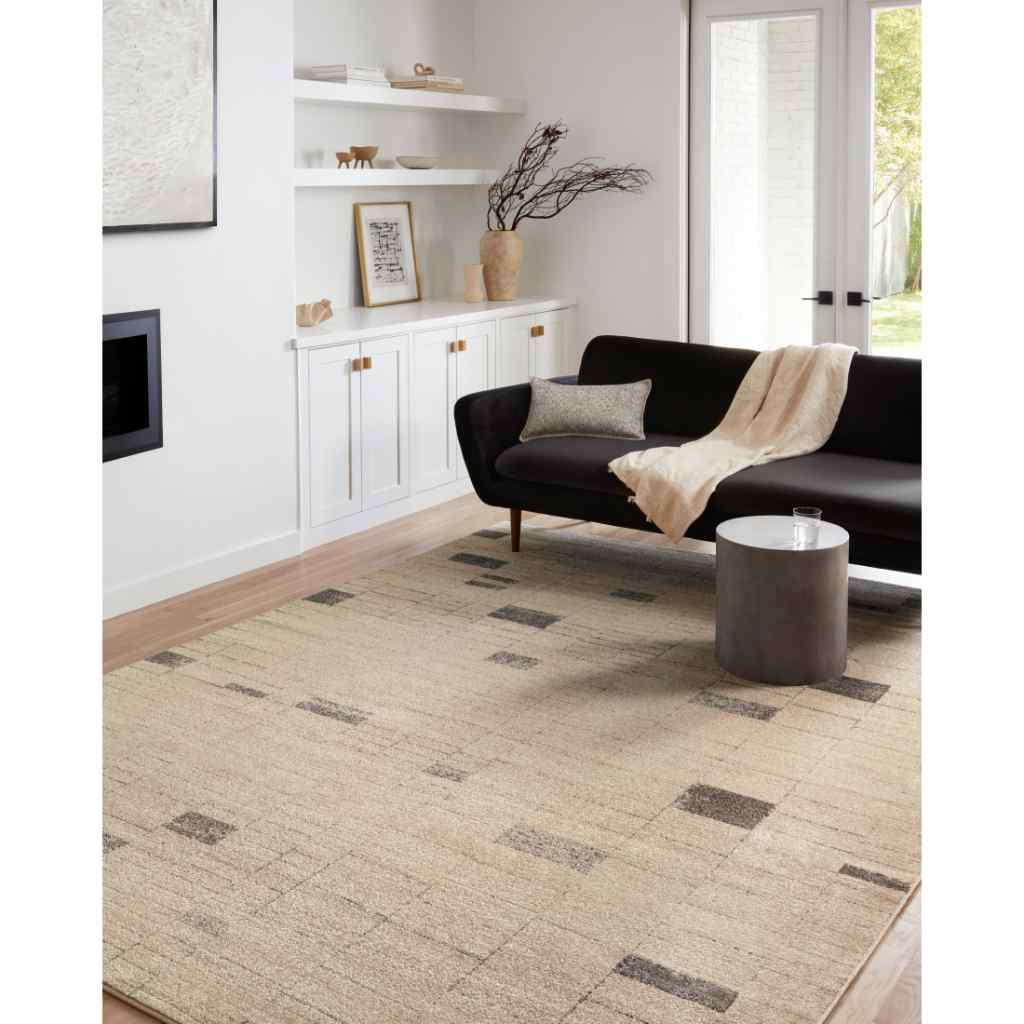 Loloi II Bowery Collection Slate / Taupe Rug BOW-02 Slate / Taupe / 18" x 18" Sample