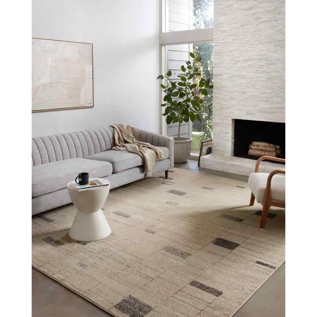 Loloi II Bowery Collection Slate / Taupe Rug BOW-02 Slate / Taupe / 18" x 18" Sample