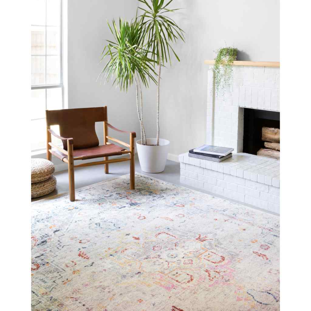 Loloi II Clara Collection Lt Grey / Multi Rug CLA-04 Lt Grey / Multi / 18" x 18" Sample