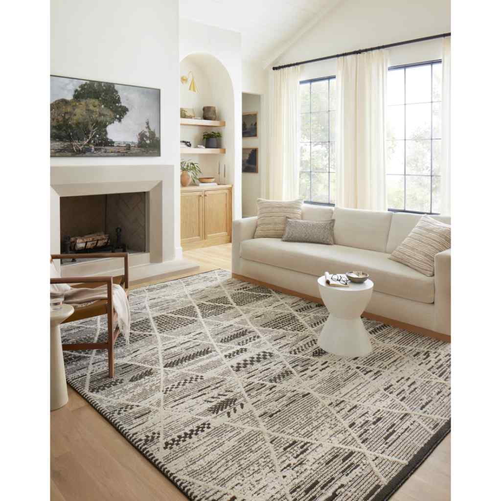Loloi II Fabian Collection Charcoal / Ivory Rug FAB-03 Charcoal / Ivory / 18" x 18" Sample