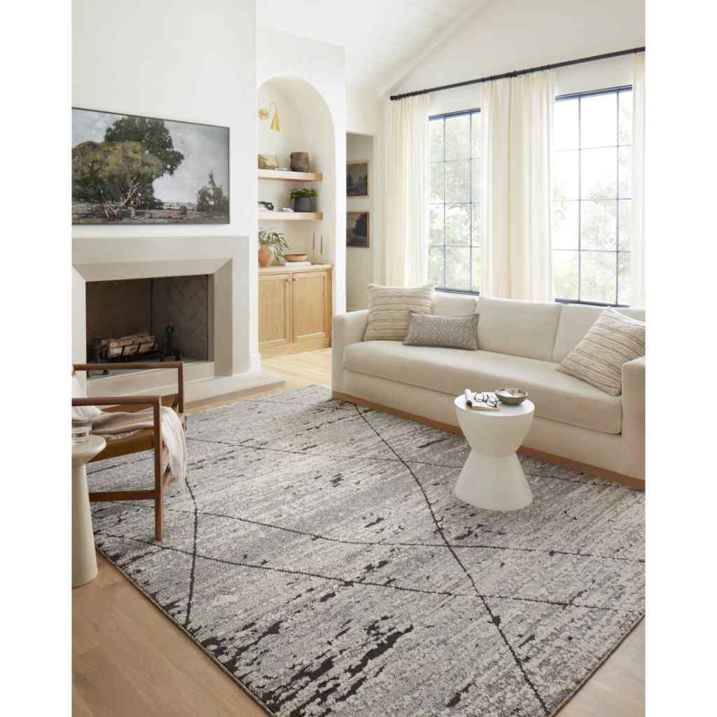 Loloi II Fabian Collection Grey / Charcoal Rug FAB-04 Grey / Charcoal / 18" x 18" Sample