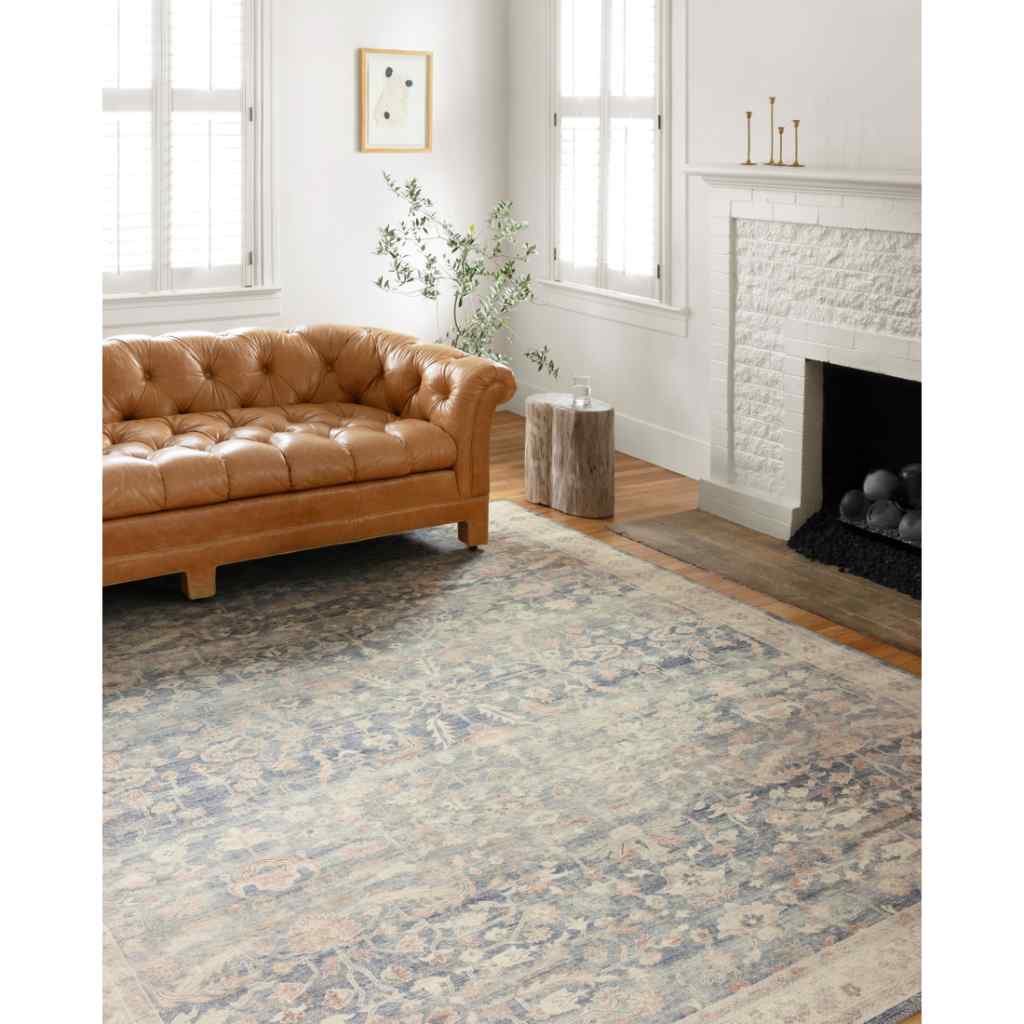 Loloi II Hathaway Collection Denim / Multi Rug HTH-02 Denim / Multi / 18" x 18" Sample