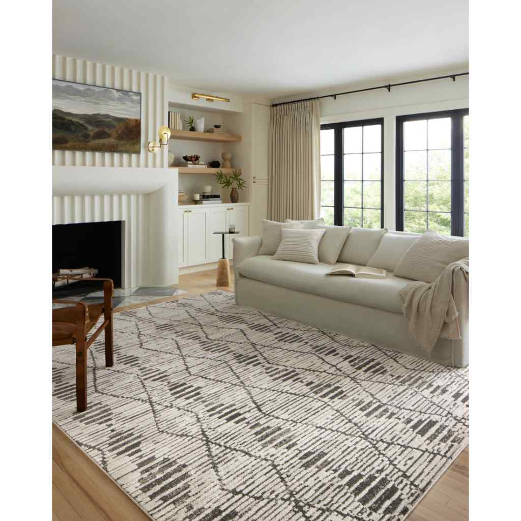 Loloi II Kamala Collection Charcoal / Dove Rug KAM-02 Charcoal / Dove / 18" x 18" Sample