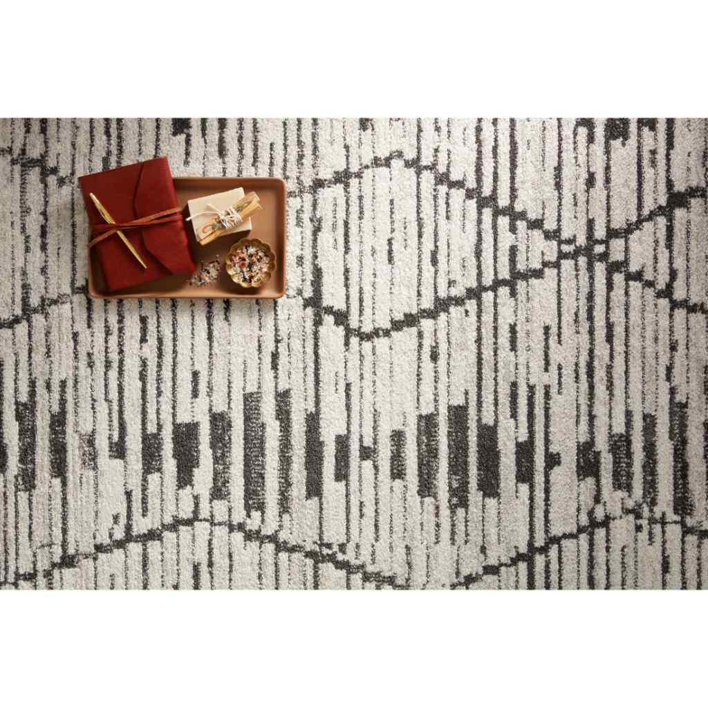 Loloi II Kamala Collection Charcoal / Dove Rug KAM-02 Charcoal / Dove / 18" x 18" Sample