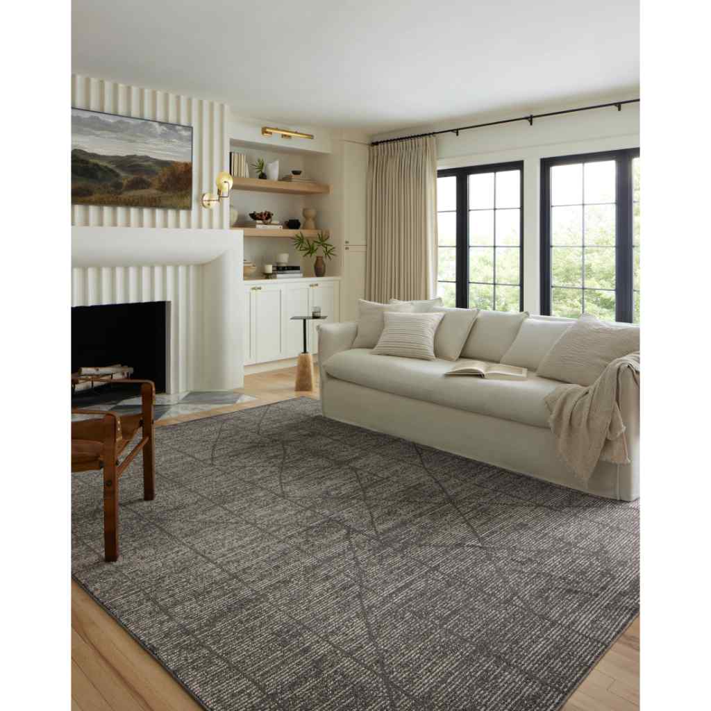 Loloi II Kamala Collection Charcoal / Ivory Rug KAM-06 Charcoal / Ivory / 18" x 18" Sample