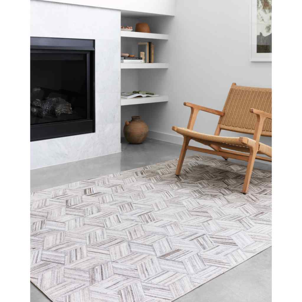 Loloi II Maddox Collection Lt Grey / Ivory Rug MAD-07 Lt Grey / Ivory / 18" x 18" Sample