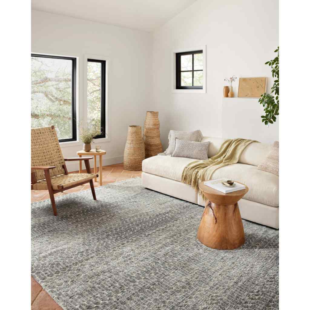 Loloi II Neda Collection Ivory / Charcoal Rug NED-03 Ivory / Charcoal / 18" x 18" Sample